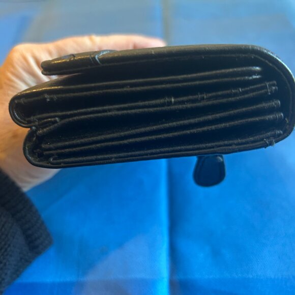 GIANI BERNINI WALLET Tri-Fold Pebble Leather Receipt Flap Black Silver Hardware - Picture 10 of 10